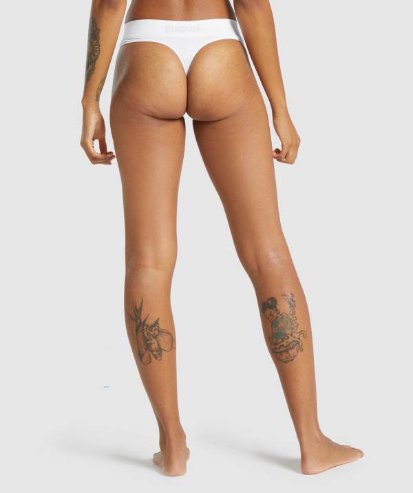 Damske Spodne Pradlo Gymshark Seamless Thong Biele | FG4582396